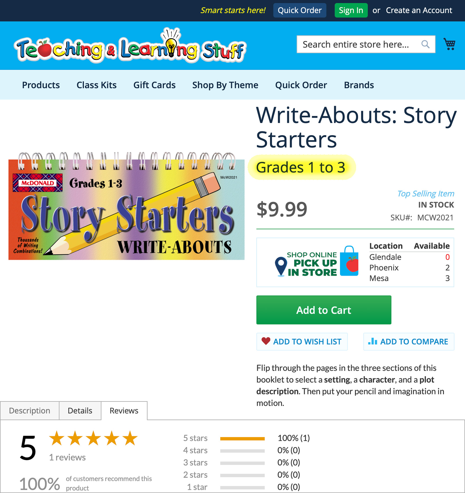 website screen shot: grades