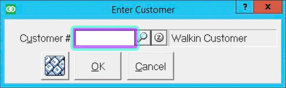 Enter Customer window